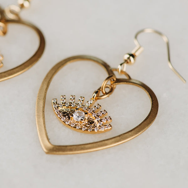 Heart Earrings | Eye Jewellery | Vintage Jewellery | Handmade in Australia