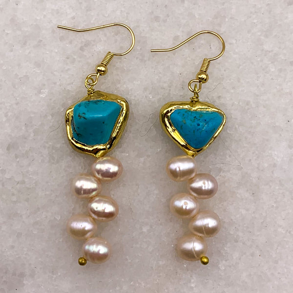 Pearl Earrings | Turquoise | Handmade in Australia | Contemporary Jewellery