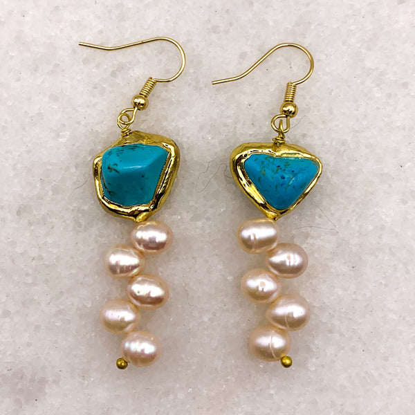 Pearl Earrings | Turquoise | Handmade in Australia | Contemporary Jewellery
