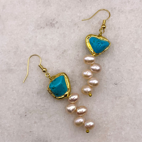 Pearl Earrings | Turquoise | Handmade in Australia | Contemporary Jewellery
