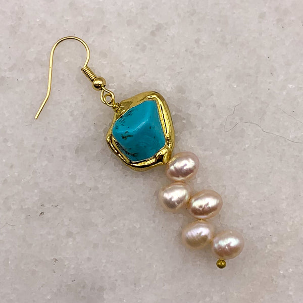 Pearl Earrings | Turquoise | Handmade in Australia | Contemporary Jewellery