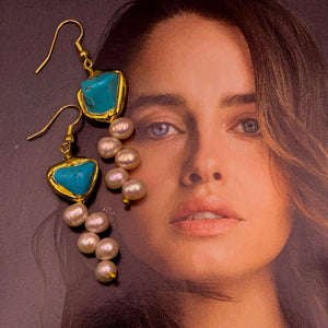 Pearl Earrings | Turquoise | Handmade in Australia | Contemporary Jewellery