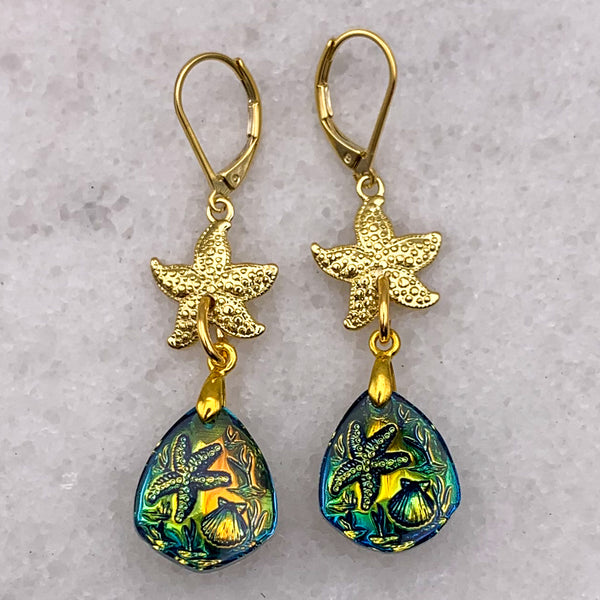 Starfish Earrings | Vintage Intaglio | Handmade in Australia | Bohemian Style