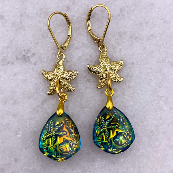 Starfish Earrings | Vintage Intaglio | Handmade in Australia | Bohemian Style