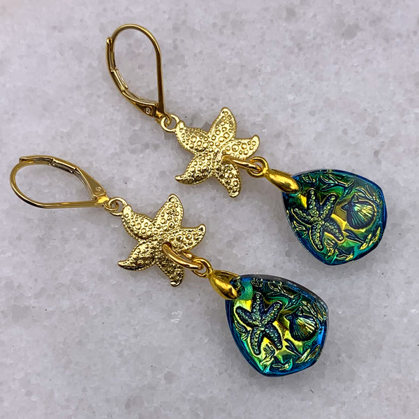 Starfish Earrings | Vintage Intaglio | Handmade in Australia | Bohemian Style