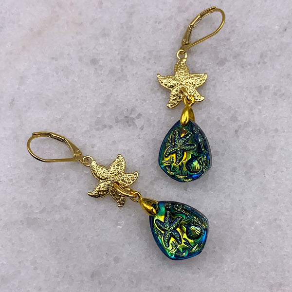 Starfish Earrings | Vintage Intaglio | Handmade in Australia | Bohemian Style