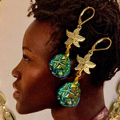 Starfish Earrings | Vintage Intaglio | Handmade in Australia | Bohemian Style