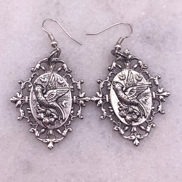 Antique Silver Carved Bird Cameo | Handmade in Australia 