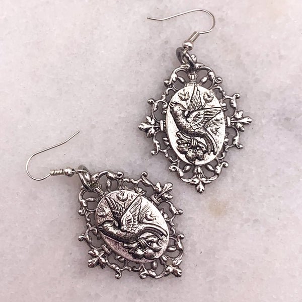 Antique Silver Carved Bird Cameo | Handmade in Australia 