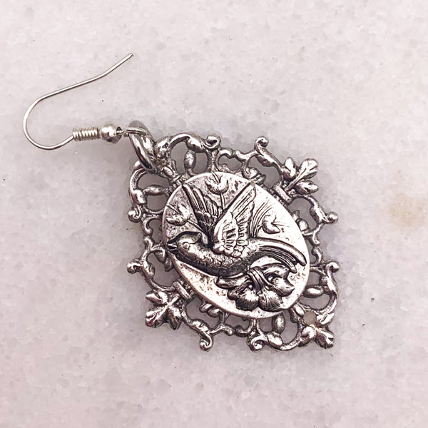 Antique Silver Carved Bird Cameo | Handmade in Australia 