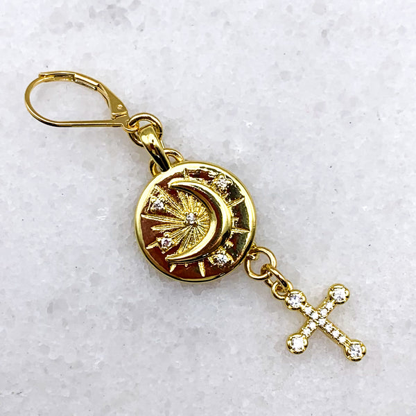 Gold Jewellery | Handmade in Australia | Cross Earrings | Sun and Moon