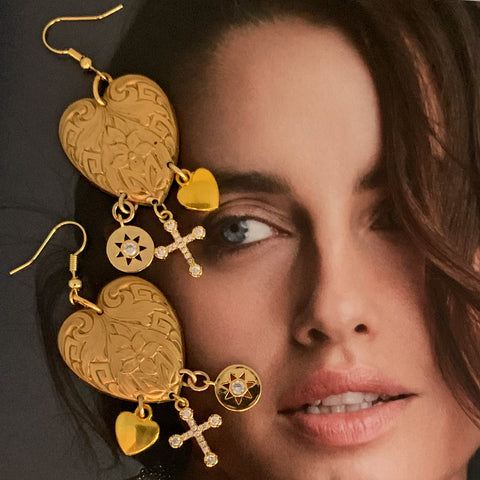 Heart Earrings | Art Deco | Handmade in Australia | Gold Filled