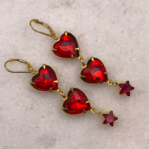 Cut Crystal | Ruby Heart | Vintage | Handmade in Australia