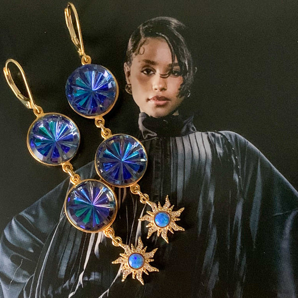 Blue Opals | Vintage Crystals | Handmade in Australia | Gold Filled