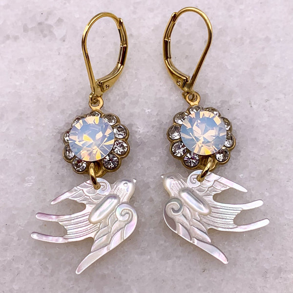 Mother of Pearl | White Opal | Handmade in Australia | Swallow Earrings