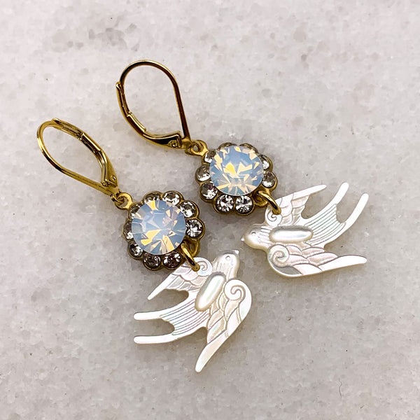 Mother of Pearl | White Opal | Handmade in Australia | Swallow Earrings