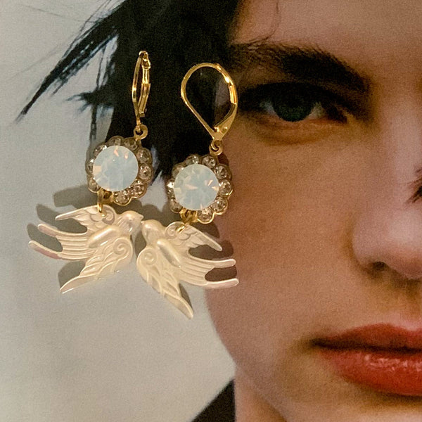 Mother of Pearl | White Opal | Handmade in Australia | Swallow Earrings