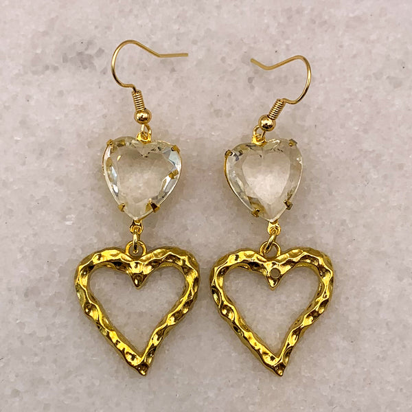 Heart Jewellery | Vintage Style | Handmade in Australia | Crystal Earrings | Gold Earrings