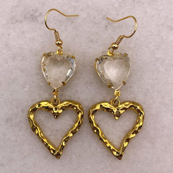 Heart Jewellery | Vintage Style | Handmade in Australia | Crystal Earrings | Gold Earrings