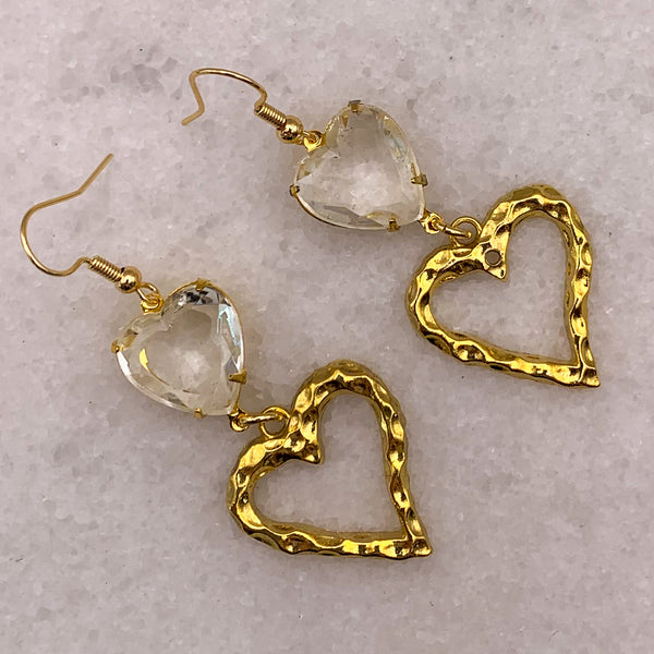 Heart Jewellery | Vintage Style | Handmade in Australia | Crystal Earrings | Gold Earrings