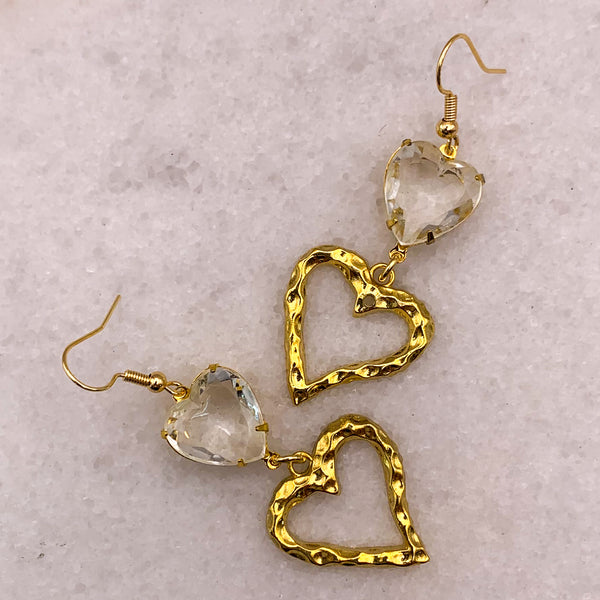 Heart Jewellery | Vintage Style | Handmade in Australia | Crystal Earrings | Gold Earrings