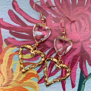 Heart Jewellery | Vintage Style | Handmade in Australia | Crystal Earrings | Gold Earrings