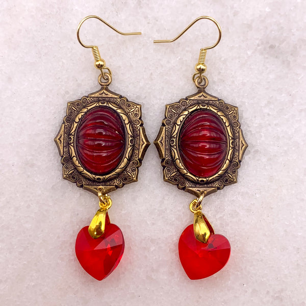 Garnet Earrings | Bohemian Jewels | Crystal Heart | Handmade in Australia