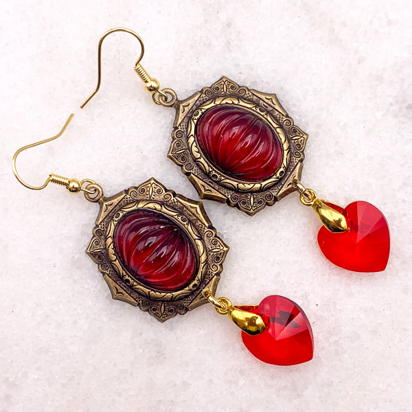 Garnet Earrings | Bohemian Jewels | Crystal Heart | Handmade in Australia