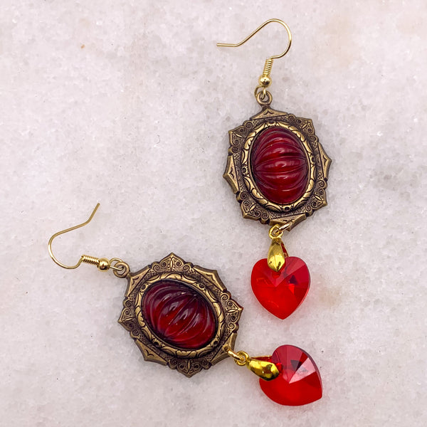 Garnet Earrings | Bohemian Jewels | Crystal Heart | Handmade in Australia