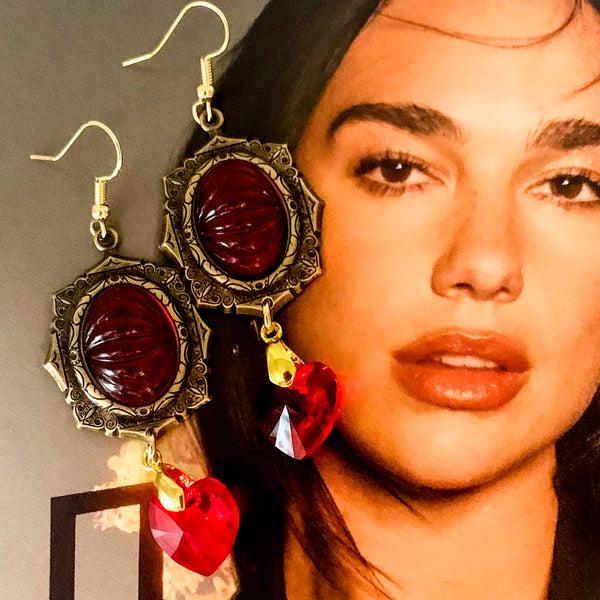 Garnet Earrings | Bohemian Jewels | Crystal Heart | Handmade in Australia