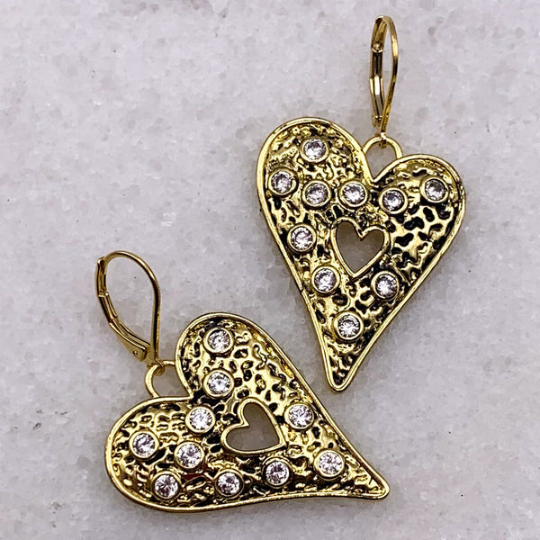 Vintage Heart Earrings | Gold Filled | Handmade in Australia 