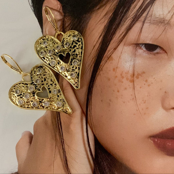 Vintage Heart Earrings | Gold Filled | Handmade in Australia 