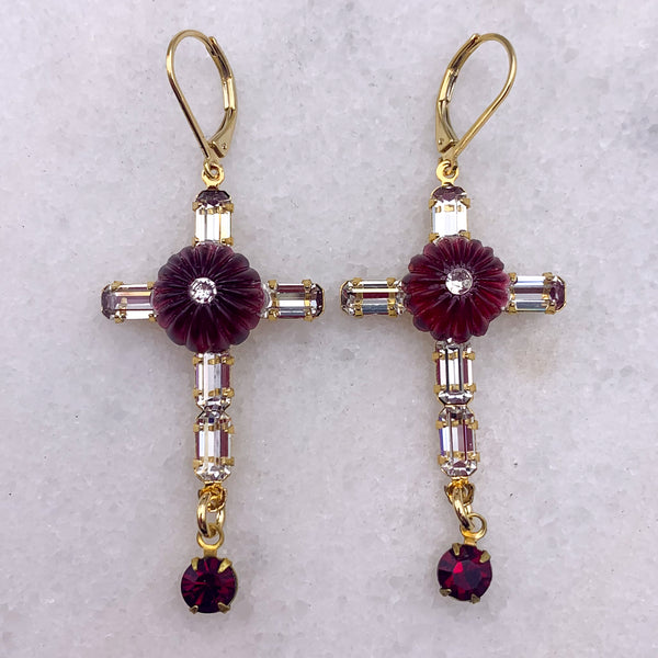 Garnet Cross Earrings | Bohemian Jewels | Handmade in Australia