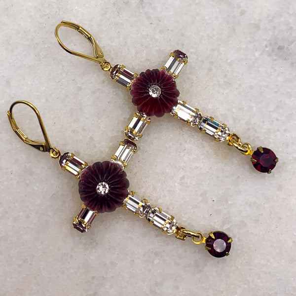 Garnet Cross Earrings | Bohemian Jewels | Handmade in Australia