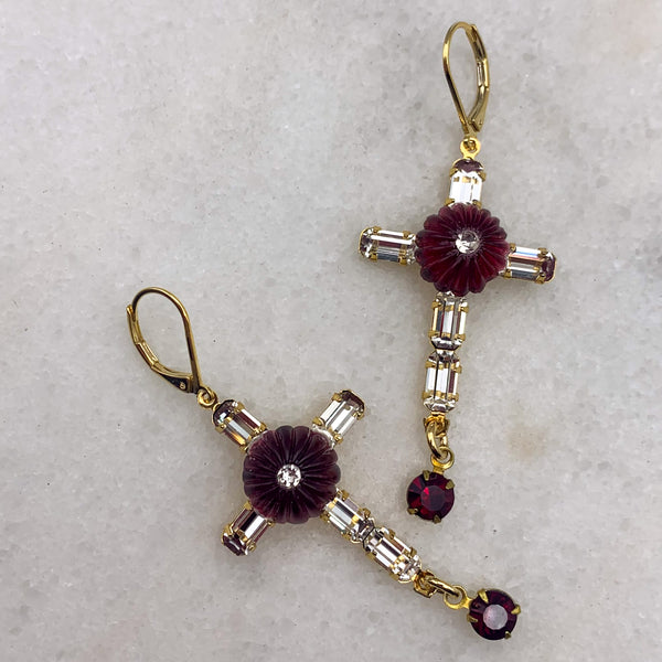 Garnet Cross Earrings | Bohemian Jewels | Handmade in Australia