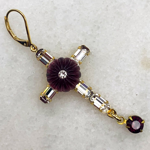 Garnet Cross Earrings | Bohemian Jewels | Handmade in Australia
