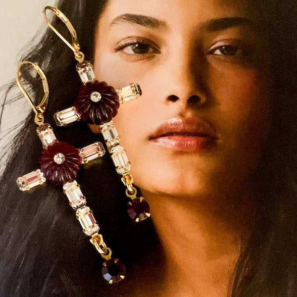 Garnet Cross Earrings | Bohemian Jewels | Handmade in Australia