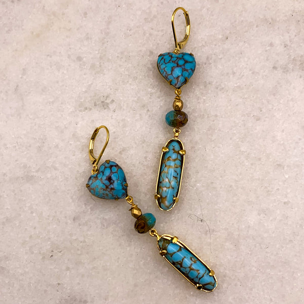 Turquoise Earrings | Bohemian | Vintage Style | Handmade in Australia
