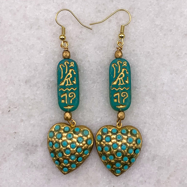 Turquoise Heart | Egyptian Cartouche | Handmade | Bohemian Style