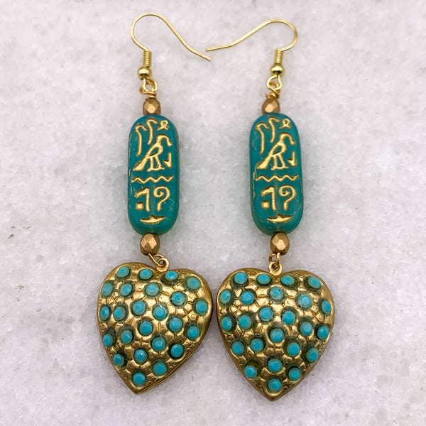 Turquoise Heart | Egyptian Cartouche | Handmade | Bohemian Style