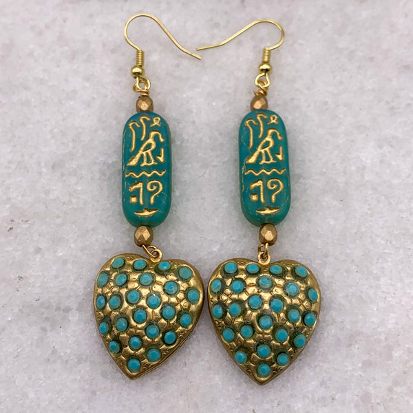 Turquoise Heart | Egyptian Cartouche | Handmade | Bohemian Style