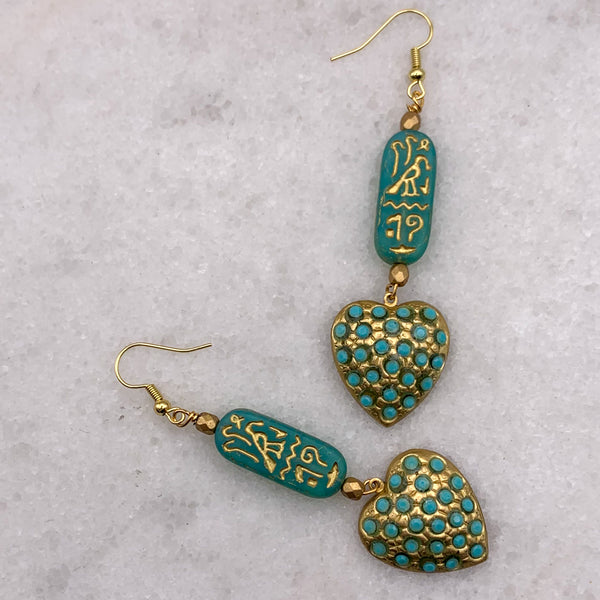 Turquoise Heart | Egyptian Cartouche | Handmade | Bohemian Style