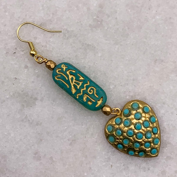 Turquoise Heart | Egyptian Cartouche | Handmade | Bohemian Style