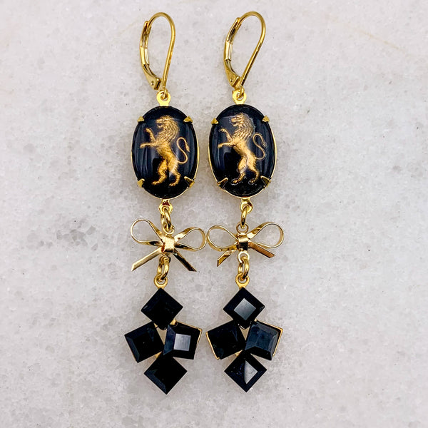 Lion Earrings | French Jet | Handmade in Australia | Statement 