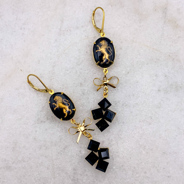 Lion Earrings | French Jet | Handmade in Australia | Statement 