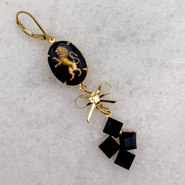 Lion Earrings | French Jet | Handmade in Australia | Statement 