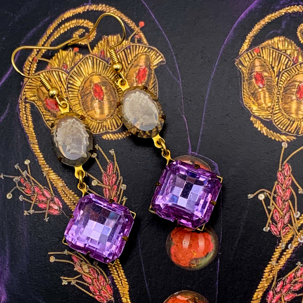 Neoclassical Cameo | Lavender Earring | Handmade in Australia | Vintage Style
