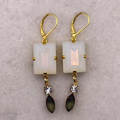 White Opal Jewellery | Vintage Style | Handmade in Australia | Crystal Earrings