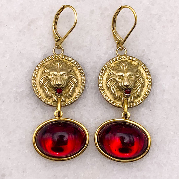 Lion Earrings | Ruby | Handmade in Australia | Bohemian Style