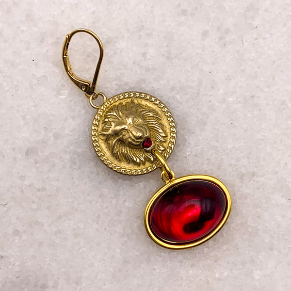 Lion Earrings | Ruby | Handmade in Australia | Bohemian Style